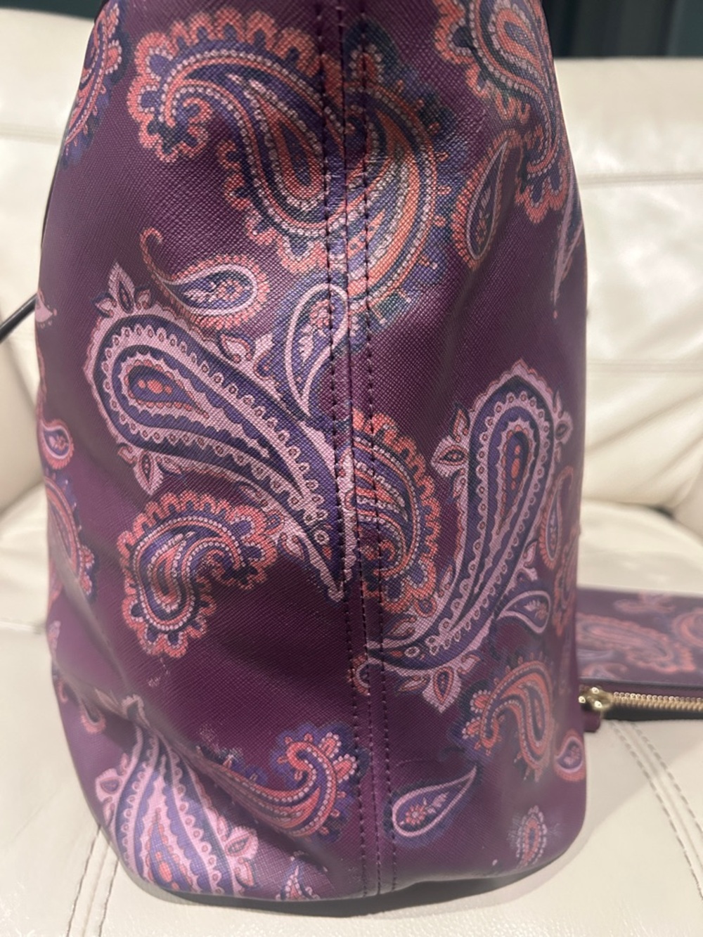 Michael Kors Purple Paisley Tote with Matching Wristlet Set - Picture 7 of 13